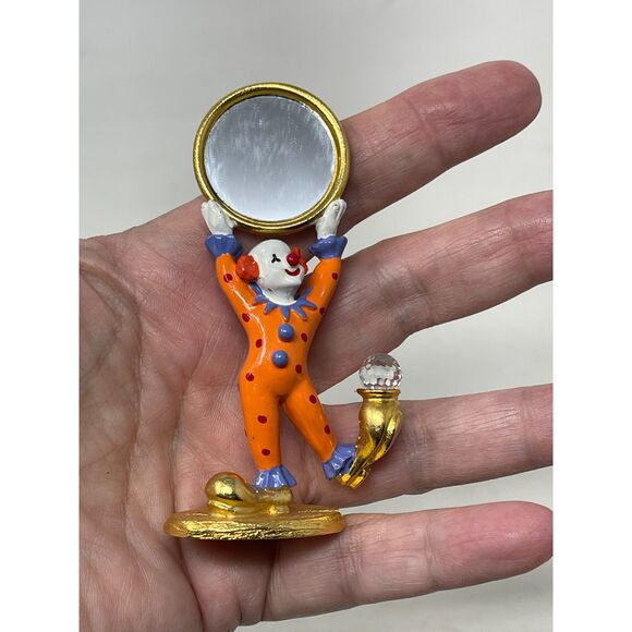 Spoontiques Vintage Pewter “Clown w/Mirror” w/a Swarovski Crystal & Gold Plating - Picture 5 of 7